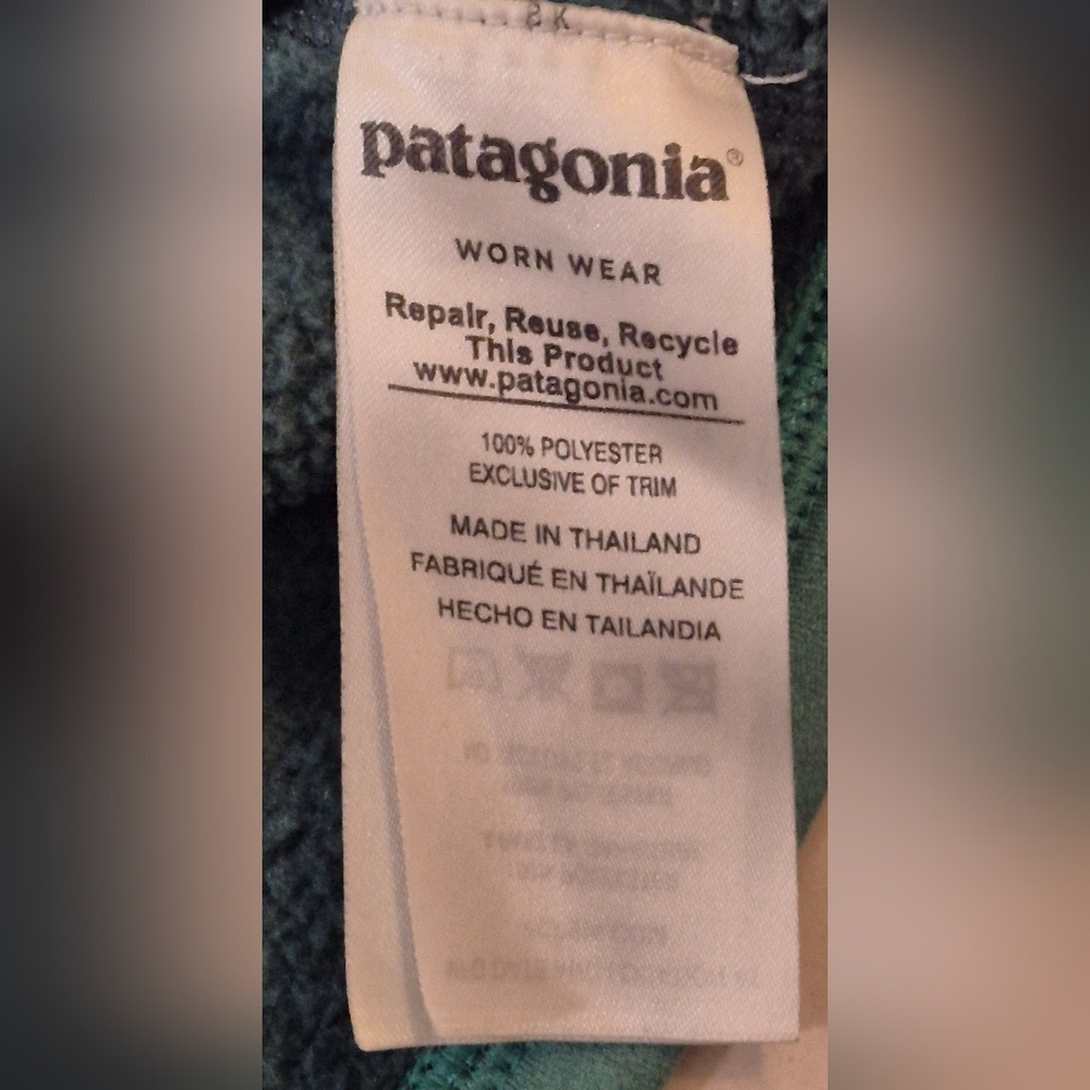 Patagonia Teal Green Half-Zip Fleece Sweatshirt - Picture 9 of 10